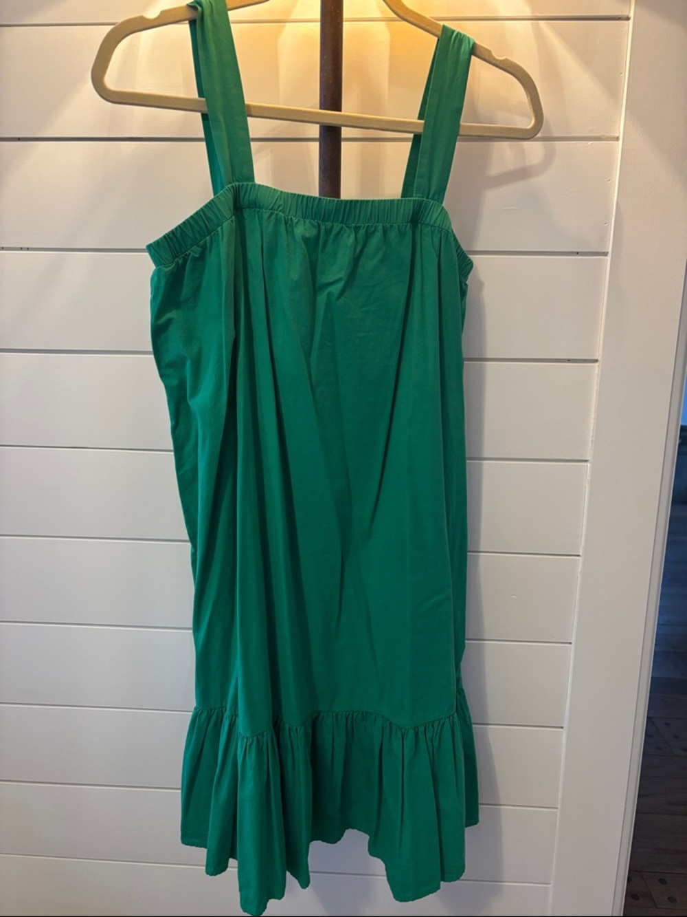 bobi Green square neck Ruffle-Hem Sundress xs